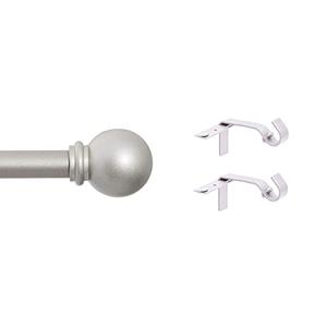 Kenney Chelsea Curtain Rod (48-86") and Fast Fit Curtain Rod Brackets, Brushed Nickel