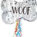 BLUE PANDA Dog Pinata Pull String Bone-Shaped - Small, 16.8 x 10 x 3 in, Silver Foil - Dog Birthday Pinata for Puppy Party - Party Decor & Birthday Decorations