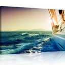 TUMOVO Sailing Yacht in the Sea Wall Art for Bedroom Ocean Landscape Canvas Art Wall Decor Sailboat Modern Wall Art Pictures for Living Room Artwork Paintings Giclee Framed Ready to Hang, 36x24in