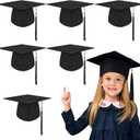 FOIMAS 6pcs Graduation Cap, Black Grad Caps with Tassel Adjustable Grad Hat for Pre-K Preschool Graduation Decoration Supply