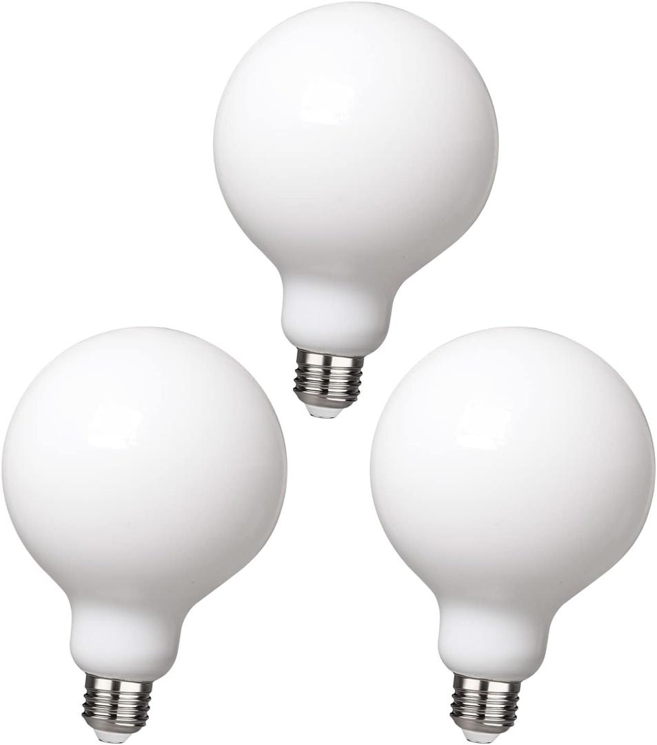 3Pack G30 LED Globe Light Bulbs 2700K Soft Light, 5.5W Decorative Globe Light Bulbs,E26 Base LED bulbs, CRI>90 Perfect use for Decor, Pendant, Bathroom/Vanity Mirror Makeup, Dimmable ,Milky glass