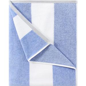 Cotton Oversized Beach Towel - Large 70 x 35 Inch Pool Towel, Blue Striped Quick Dry Swimming Cabana Towel