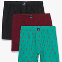 Nautica mens Cotton Woven, Pack of 3 Boxer, XL, Black/Tawny Port/Lobsters-pepper Green