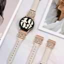 TOYOUTHS Celtic Knot Leather Band Compatible with Samsung Galaxy Watch 7 6 5 4 FE 40mm 44mm/Watch 6 Classic/Watch 5 Pro/Watch 4 Classic/Active 2/Watch 3 41mm Women, 20mm Slim Dressy Leather Strap (Starlight/Rose Gold Buckle)