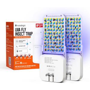 Mosalogic Fruit Fly Traps for Indoors Gnat Trap for House Indoor600 Sqft Protection Area UV Fly Insect Trapper for Fruit Flies,Gnat,Mosquito,and Other Flying Insect Plug in Bug Killer White, 1 pack
