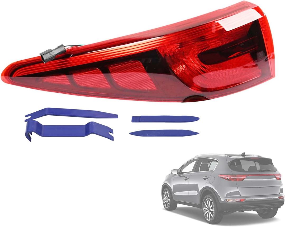 Rear Left Driver Side Outer Tail Light Assembly Compatible with Kia Sportage 2017 2018 2019 EX/LX 2.4L Rear Brake Taillight Lamp Replaces 92401D9020 (Rear Left Outer)