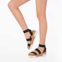 DREAM PAIRS Women's Open Toe Elastic Ankle Strap Casual Flatform Platform Wedges Sandals (Black) Size 8