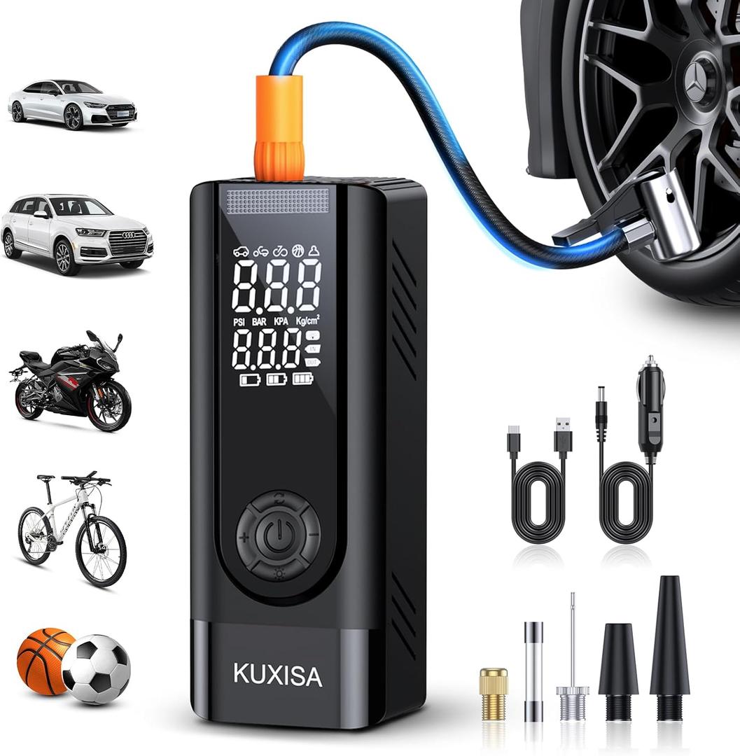 Tire Inflator Portable Air Compressor, 3X Faster Air Compressor with Digital Pressure Gauge, 180PSI Faster Portable Air Pump for Cars, Motorcycles, Bicycles, Balls(Black)