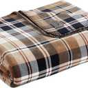 Eddie Bauer - Queen Size Blanket, Ultra-Soft Plush & Reversible Plaid Bedding, Throw Blanket for Couch or Bed (Trailhead Plaid Beige)