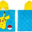 Franco Pokémon Anime Kids Beach/Pool/Bath/Camping Hooded Towel Poncho 24" X 22", Absorbent Cotton Cover up, (Official Licensed Pokémon Product), Large