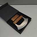 Coowolf Ulu Knife - Sharp Rocker Mezzaluna Knife with Stand for Cutter Pizza, Meat, Vegetables, Herb, Salad, Stainless Steel Blade, Walnut Wood Handle, Kitchen Essentials Accessories and Gadgets Tools (Brown)