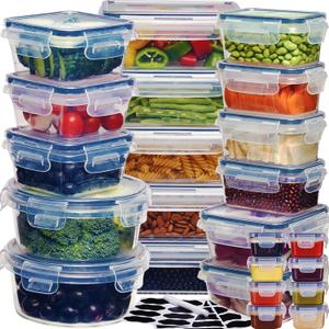 48Pcs Food Storage Container Set kitchen organizers Meal Prep Containers Lock Lids Reusable Plastic Lunch Box Snack Salad Containers 24 Boxes and 24 Lids Pantry and Kitchen Organization