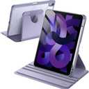 JETech Rotating Case for iPad Air 11-Inch M3/M2 (2025/2024), iPad Air 5/4 (2022/2020 5th/4th Generation 10.9-Inch), 360 Degree Rotation Protective Stand Cover Clear Back, Auto Wake/Sleep (Purple)