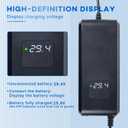 29.4V 5A Lithium Battery Charger 3-Pin XLR Connector for 24v/25.2v Li-ion Battery Pack24V Power Charger Adapter with Display Screen Fast Charging, Built-in Fan for Cooling