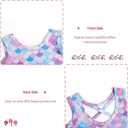 Haloumoning Girls Gymnastics Leotards with Shorts Kids One-Piece Sparkly Mermaid Dance Biketards Unitard 4-12Y