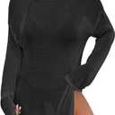 Bsubseach Crochet Cover Ups for Women Bathing Suit Cover Up Dress Mesh Beach Top (Medium, Black)