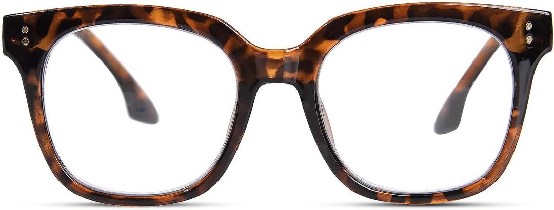 Oversized Reading Glasses for Women Men Large Square Frame Readers Trendy Eyeglasses with Spring Hinges (Tortoise)