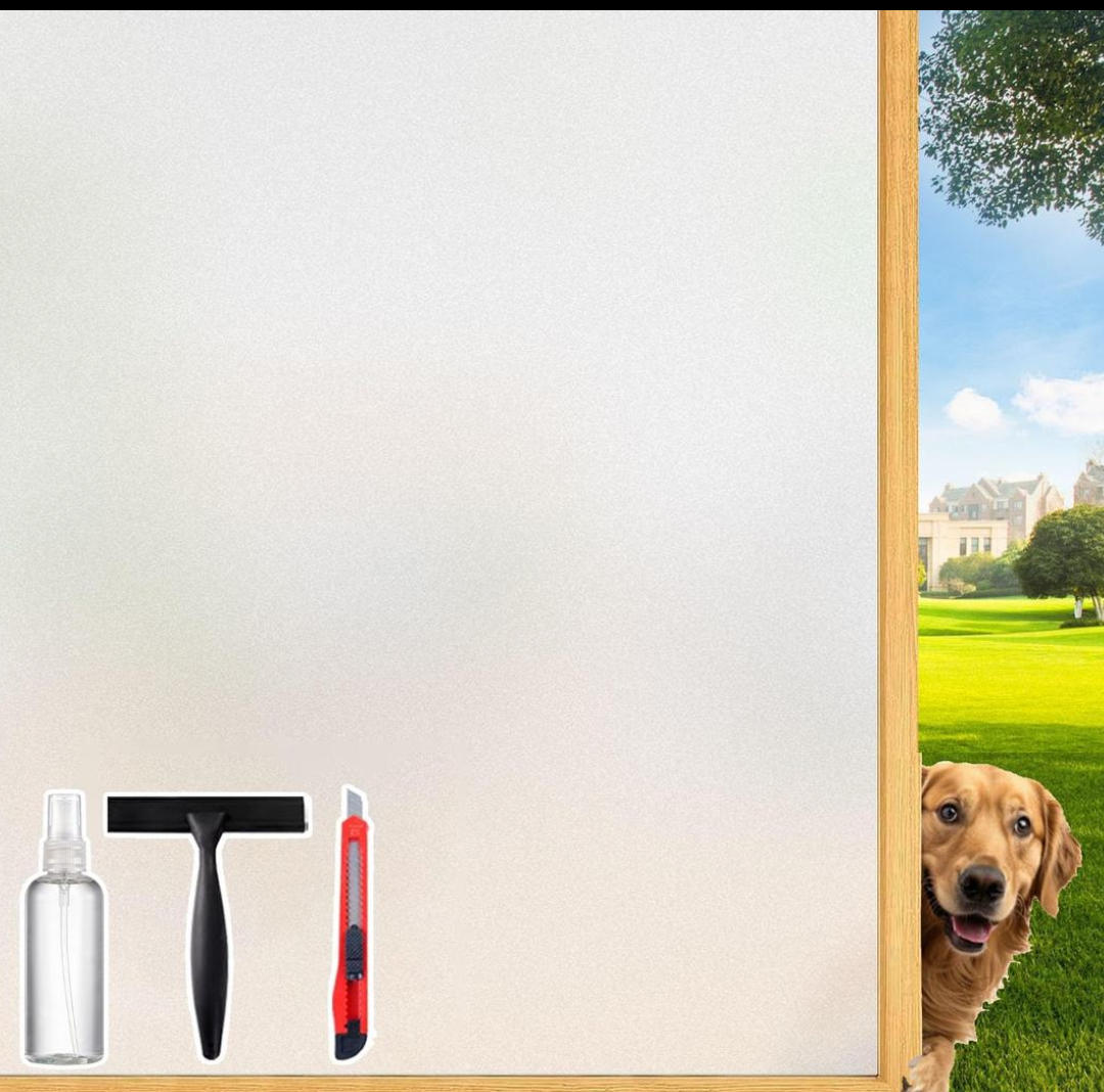 Frosted Glass Window Film Decorative with Reference Cutting Line, Bathroom Window Privacy Film for Glass Windows Cover, Static Cling, Removable, Reusable, Anti-UV, Anti-Glare, 29.5" x 78.7"