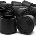 Piutouyar Round PVC Rubber Furniture Covers, 32mm / 1-1/4 Inches Table Chair Leg Tip Protectors, Non-Slip End Cap for Protect Surfaces, Black (16Pcs)