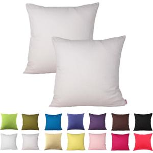 Queenie - 2 Pcs Solid Color Cotton Decorative Pillowcase Cushion Cover for Sofa Throw Pillow Case (16 X 16 Inch (40 X 40 Cm), Ivory)