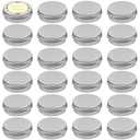 TUZAZO 24Pack 1/2 Oz Aluminum Tin Cans with Screw Lid and Labels, Refillable Travel Sized Cosmetic Containers Small Tins for Lip Balms, Salves, Lotion Bars, Candles