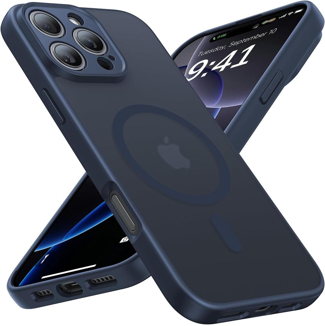 Faiono Magnetic for iPhone 16 Pro Max Case [Full Camera Protection][Military-Grade Protection][Compatible with MagSafe] Shockproof Protective Slim Phone Case for iPhone 16 Pro Max, Navy Blue