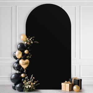 Ledido 7.2FT Wedding Arch Backdrop Cover-Arch Covers Fitted Stretchy Spandex Round Top Stand Backdrop Cover for Wedding Banquet Ceremony Birthday Party Baby Shower Event Decoration,Black