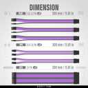 EZDIY-FAB PSU Cable Extension Kit,16AWG Power Supply Extension Cable,1x24Pin/2x4+4 EPS/3x6+2 PCI-E,Custom PC Sleeve Cable 300MM with Combs-Black Purple