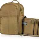Savior Equipment SEMA Compact Tactical Range Pistol Backpack w/ 3 Gun Rug Sleeve (18" x 14" x 10", Flat Dark Earth Tan)