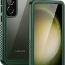 Lanhiem for Samsung Galaxy S23 Case (Not for S23 Plus), IP68 Waterproof Dustproof Case with Built-in Screen Protector, Heavy Duty Full Body Protective Cover for Galaxy S23 5G 6.1 Inch, Green/Clear