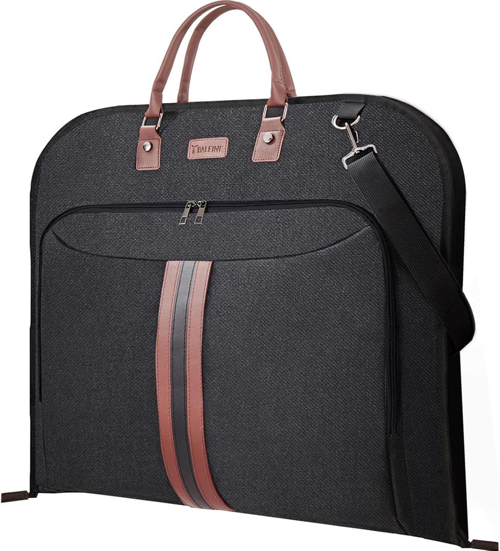 BALEINE Travel Garment Bag, Travel Suit Bag for Men, 42'' Waterproof Carry on Garment Bag for Hanging Clothes, Garment Duffel Bag for Travel Business (Black)