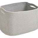 Storage Baskets for Organizing & Shelves, Woven Cotton Rope Organization Bins for Dog Toys, Clothes, Books, Nursery Organizer, 15" Lx11 Wx9.5 H, (1 Pack) Grey