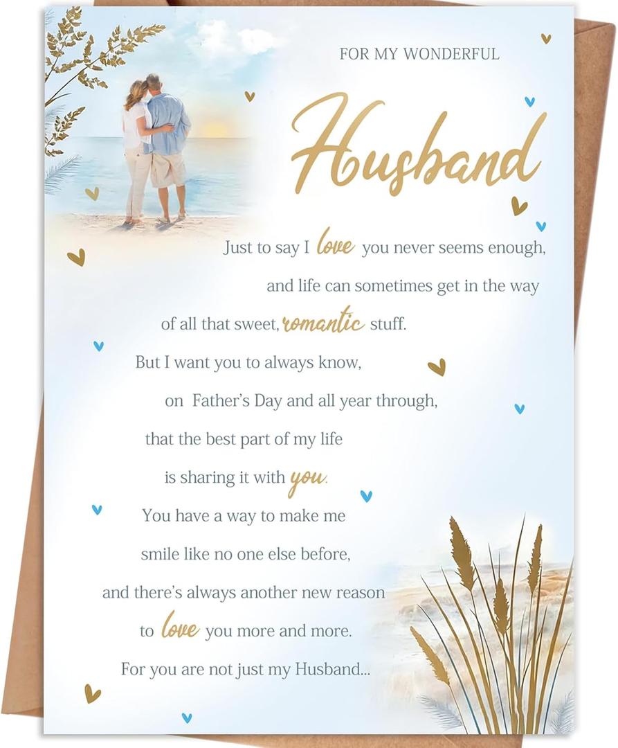 2 x Father's Day Card for Husband, Fathers Day Card Gifts for Husband from Wife, Father's Day Card Gift for Hubby, Fathers Day Decorations