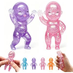 3 x 2Pcs Baby Sugar Squishy Glittery,Sugar Filled Squishy Slow Rising Squishies for Kids,Sensory Fidget Toys for Anxiety and Stress Relief Focus,Squeeze Toys Stretch Doll for Desk Decor Party Favors Gift