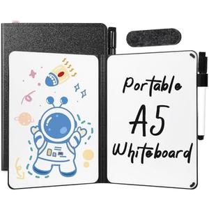AGM Portable White Board Dry Erase, Double Sided Folding Whiteboards with Pen, Mini Portable Dry Erase Board for Study, Meeting, Doodling, Planning, Black