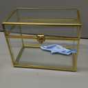 NCYP Small No Slot Glass Card Box with Lid for Wedding Reception, Party Wishwell Keepsake - 9.8" x 5.6" x 7.7" Gold, Tabletop Decor (Glass Box Only, No Lock)