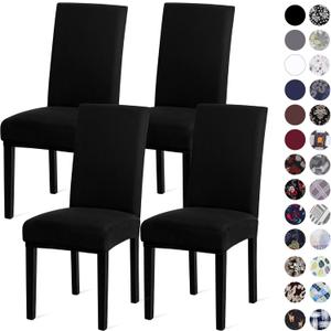Sufdari Dining Chair Covers,Kitchen Chair Cover,Parsons Chair Slipcover,Spandex Chair Protectors for Dining Room Stretch Chairs Cover Set of 4 -Black