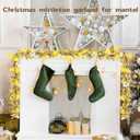6FT Christmas Winter Mistletoe Olive Garland with White Berries, Christmas Greenery Garlands with 20 LED Lights, Pre-lit Garland for Mantel Fireplace Stair Table Winter Holiday Decorations