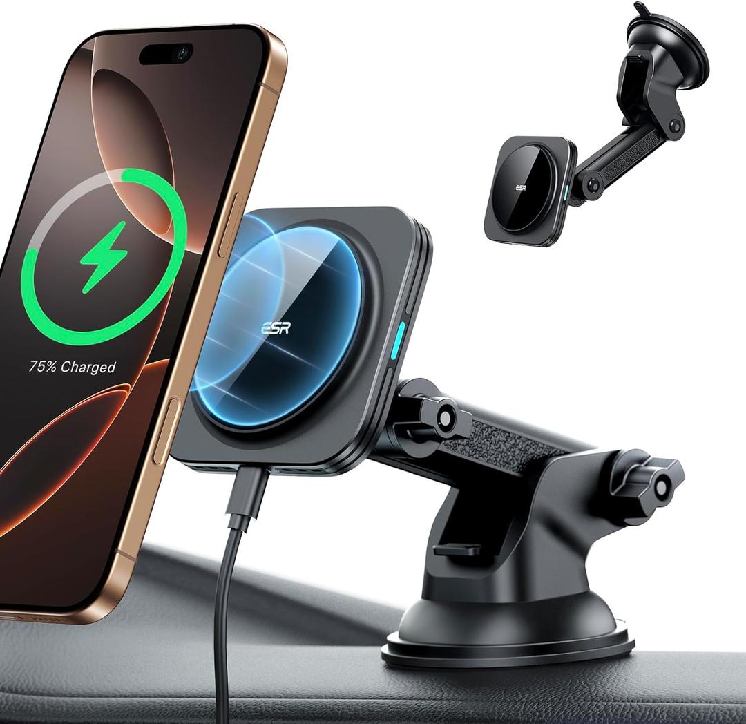 ESR for MagSafe Car Mount Charger, for Magsafe Car Charger, Dashboard/Windshield Magnetic Wireless Phone Charging, 360 Rotation, Magnetic Car Phone Holder for iPhone 16/15/14/13/12, S25,Fast Charging
