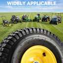 YITAMOTOR 15x6.00-6 Flat Free Lawn Mower Tires & Wheel Assemblies, 4 Ply Pneumatic Front Tires Replacement Fits John Deere, Lawn Tractors, More Riding Mowers | 3" Offset Hub, 3/4" Bearings (2 Pack)
