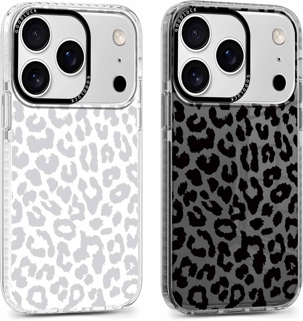 2 Pack Cheetah Cases for iPhone 17 Pro Max Case 6.9", Clear with Cute Fashion Leopard Patterns for Girls Women, Slim Funda with Shockproof Protection Silicone Soft TPU Cover (Cheetah Print 01)
