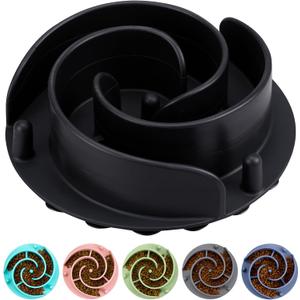 Slow Feeder Dog Bowls Insert, Bestalk Soft Silicone Slow Eating Feeder Insert with Suction Cups for Small, Medium and Large Dogs, Fit into Basic and Elevated Dog Bowls, Black