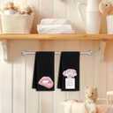 Pink and Black Bathroom Decor, Trendy Girly Aesthetic Hand Towels for Girls Bathroom Dorm Spa Decor, Black and Pink Bath Room Kitchen Tea Hand Towels, 16x24 Inch Set of 2