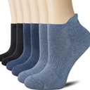 CS CELERSPORT 6 Pairs Ankle Athletic Running Socks Low Cut Sports Tab Socks for Men and Women (Blue, M)