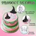 41 Pcs Witch Hat Silver Alloy Crown Cupcake Toppers Witches Themed Party Decorations Witch Hats and Crowns Cake Topper Set for Pink and Green Party Halloween Birthday Wedding Supplies Favors