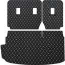 Cargo Mat & Backrest Mat Compatible with 2015-2025 Ford Edge (Include Rear Left and Right Side Panels) PU Leather All Weather Full Coverage Waterproof Trunk mat (Black & Beige Stitching)