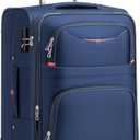 ROPLUS Softside Expandable Luggage with 4 Spinner Wheels, Durable Carry-On Luggage Suitcase (Blue, 21-Inch)