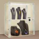NONEMEY Acrylic Display case with Lock,2 Tier Lockable Security Display Case, Dustproof Protection Countertop Organizer Box for Collectibles (2Tier 14816inch352041cm)