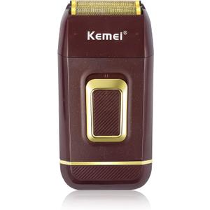 KEMEI Foil Shaver Double Electric Shaver for Men Electric Razors Head Shavers for Bald Men Barber Supplies Hair & Beard Trimmer Cordless Rechargeable (Brown)