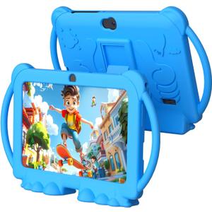 Kids Tablet, 7 inch Tablet for Kids 4GB+32GB Supports 1TB expansion Android Preinstalled Parental Control Children Education Toddler Tablets with Dual camera Bluetooth WIFI6 Shockproof Kickstand Case